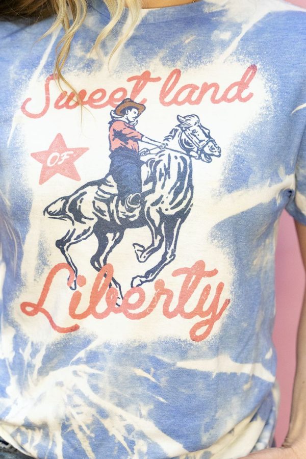 Bleached Land Of Liberty Softstyle Adult T-Shirt on Sale - Image 2