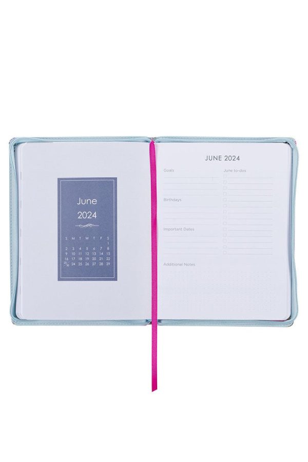 50% OFF CLEARANCE! 2024 Strength and Dignity Floral Zippered 18 Month Daily Planner Supply - Image 3