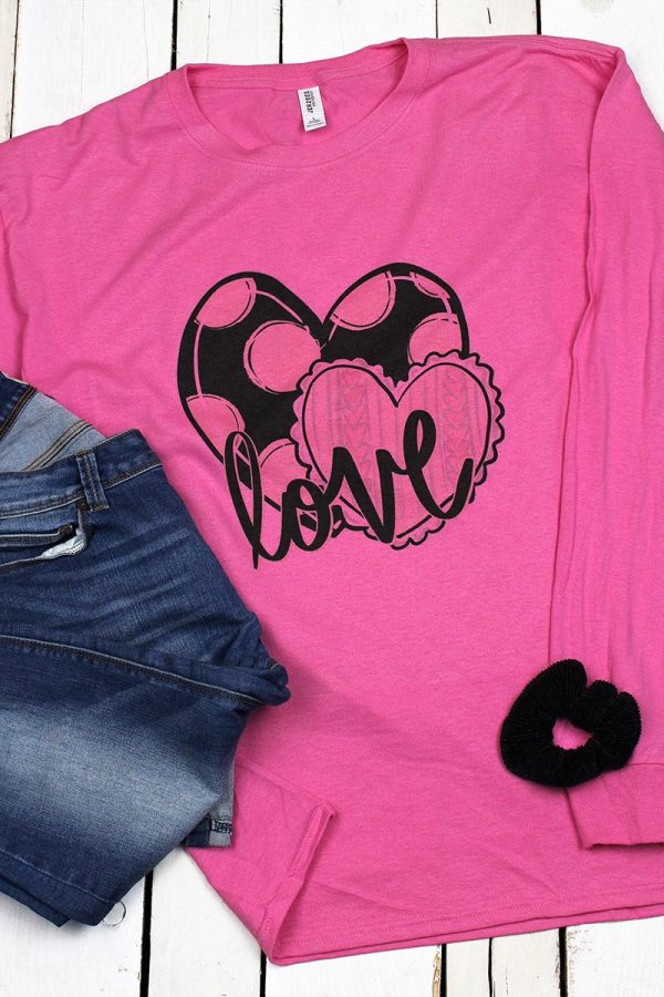 Love Hearts Unisex Dri-Power Long-Sleeve 50 50 Tee Online now