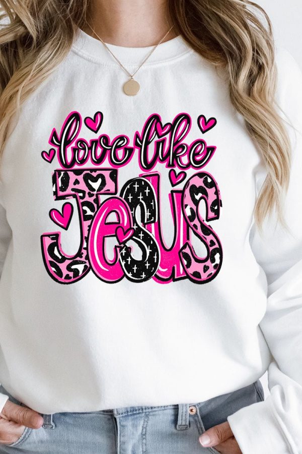 Pink Love Like Jesus Heavy-weight Crew Sweatshirt For Discount