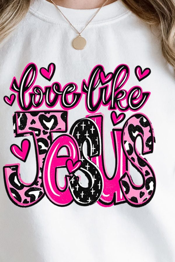 Pink Love Like Jesus Heavy-weight Crew Sweatshirt For Discount - Image 2