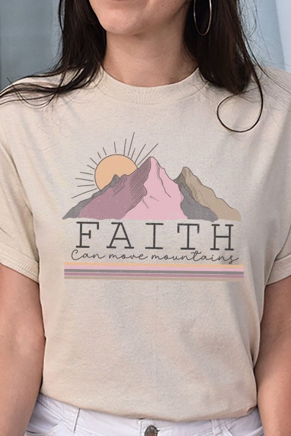 Faith Can Move Mountains Short Sleeve Relaxed Fit T-Shirt Online now