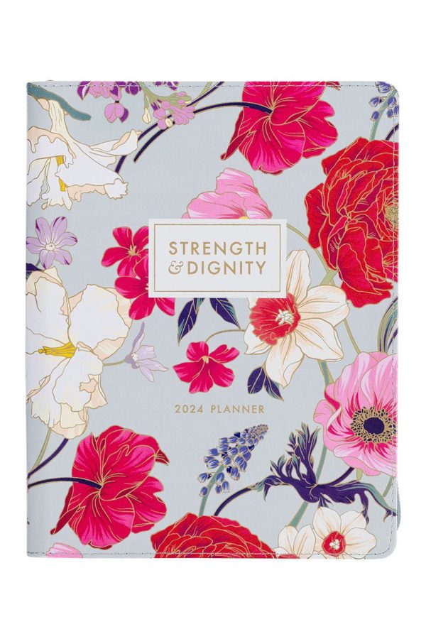 50% OFF CLEARANCE! 2024 Strength and Dignity Floral Zippered 18 Month Daily Planner Supply