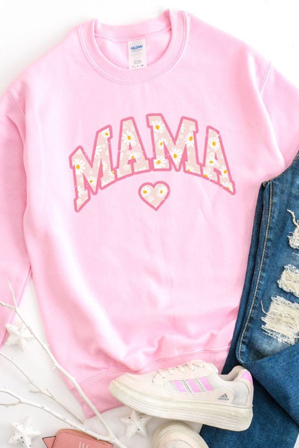 Daisy Retro Mama Heavy-weight Crew Sweatshirt Hot on Sale