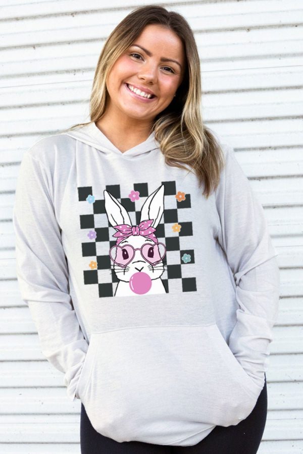 Retro Bubblegum Bunny Adult Soft-Tek Blend Long Sleeve Hoodie For Discount