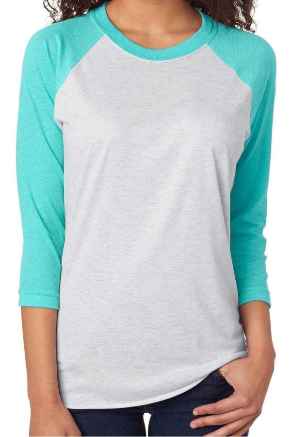 Come Let Us Adore Nativity Tri-Blend Unisex 3 4 Raglan Sale - Image 4