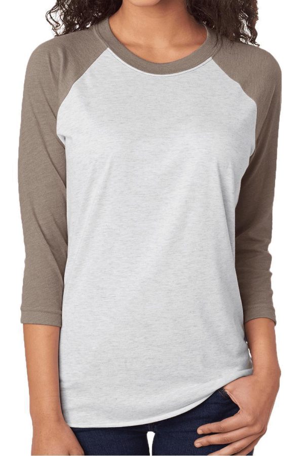 Come Let Us Adore Nativity Tri-Blend Unisex 3 4 Raglan Sale - Image 5