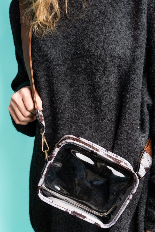 NGIL Moosic To My Ears Faux Leather Clear Stadium Bag Online now