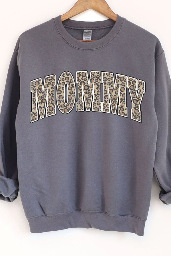 Arched Mommy Leopard Heavy-weight Crew Sweatshirt Online Sale