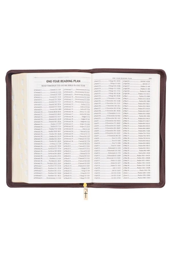 Espresso Lion Faux Leather Zippered KJV Deluxe Gift Bible with Thumb Index Supply - Image 4
