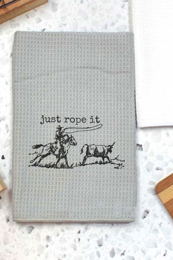 Cowboy Just Rope It Waffle Kitchen Towel Online Sale