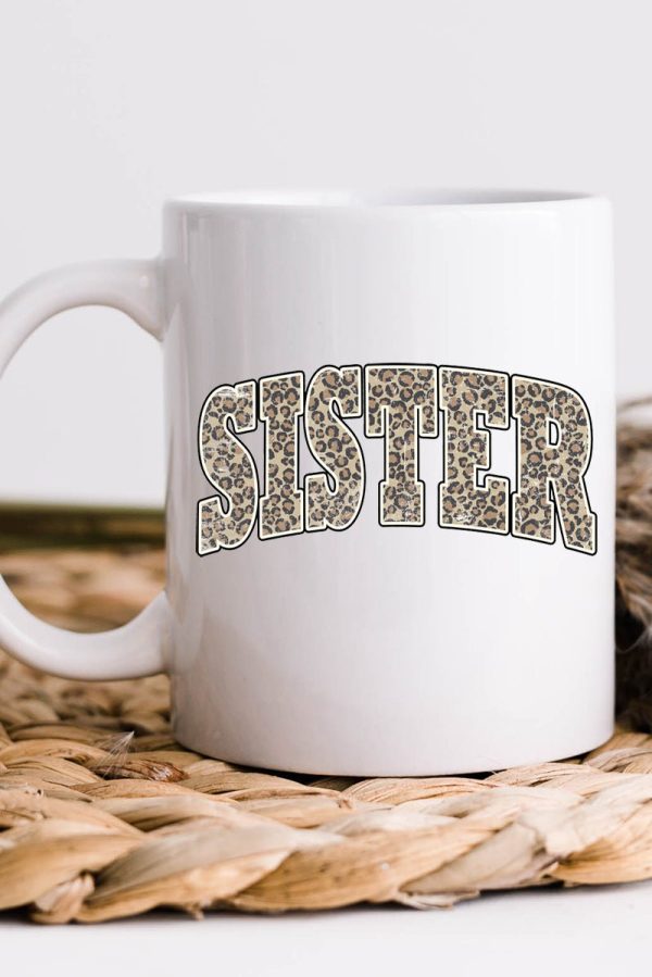 Arched Sister Leopard White Mug Hot on Sale