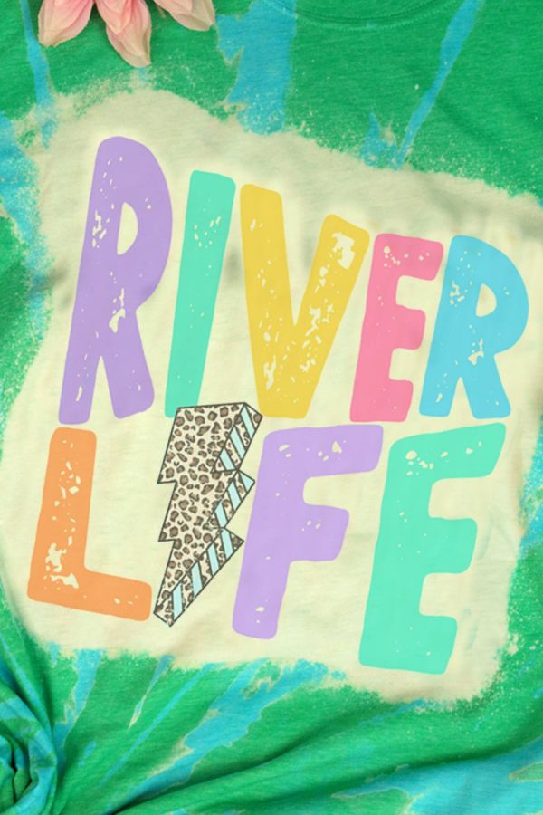 Bleached River Life Bolt Poly Cotton Tee Hot on Sale - Image 2