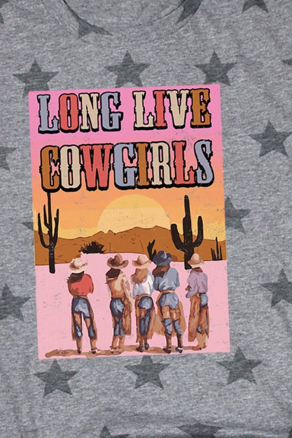 Pink Sunset Long Live Cowgirls Unisex Five Star Tee Online Sale - Image 2