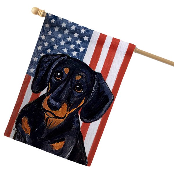 Dachshund Americana House Flag on Sale