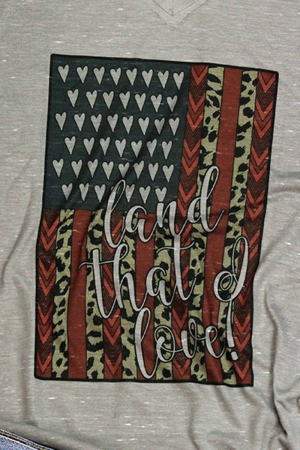 Land That I Love Leopard Flag Unisex V-Neck Tee Fashion - Image 2