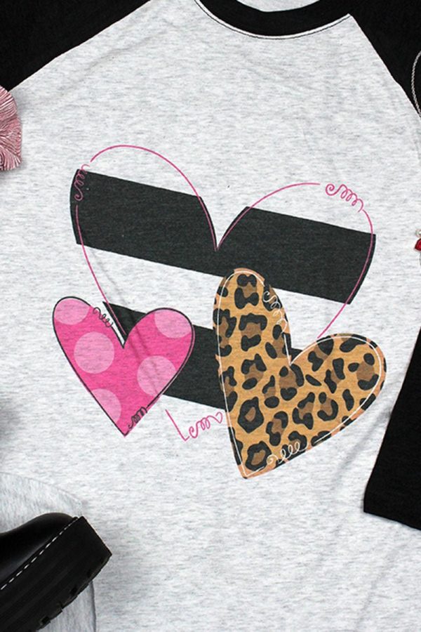 Valentine Heart Trio Tri-Blend Unisex 3 4 Raglan For Discount - Image 2