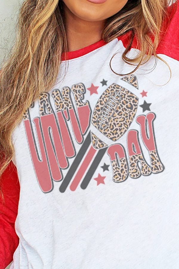 Groovy Game Day Red and Black Tri-Blend Unisex 3 4 Raglan For Discount - Image 2