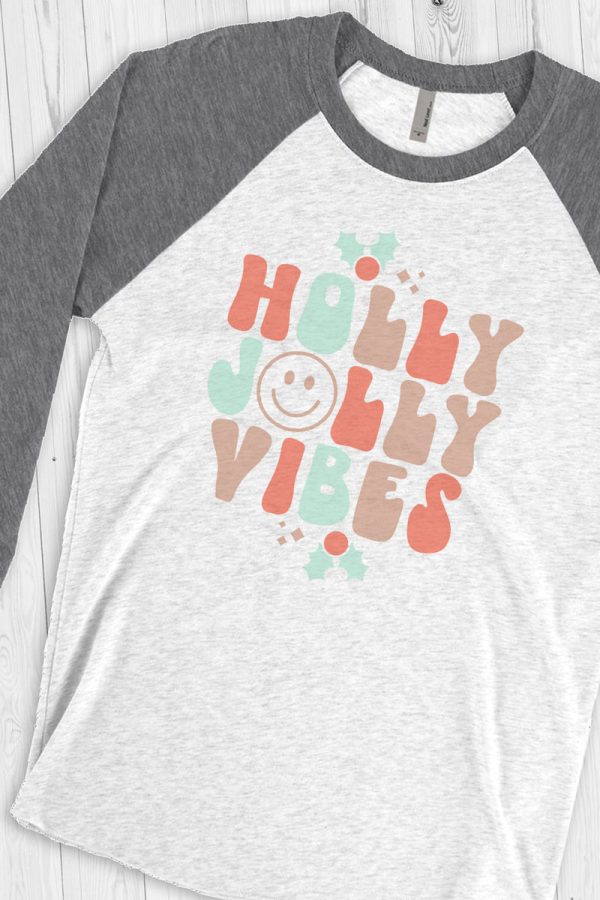 Holly Jolly Vibes Tri-Blend Unisex 3 4 Raglan on Sale