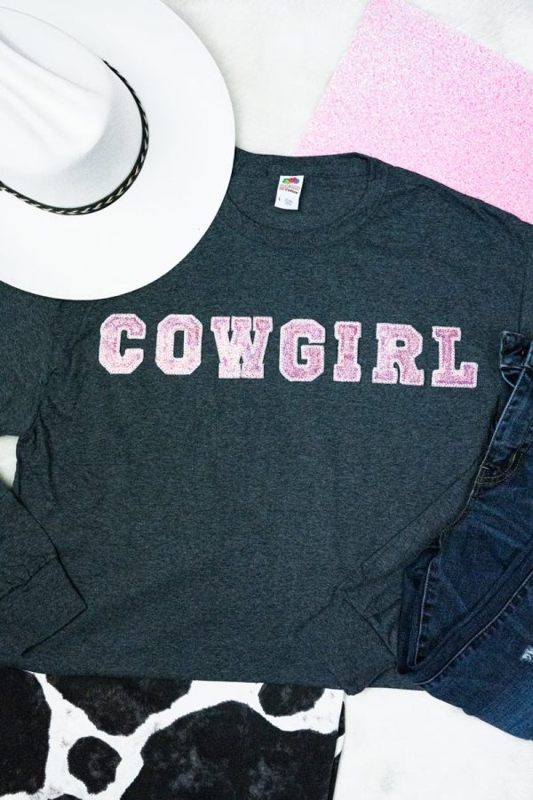 Cowgirl Pink Sparkle Patch Unisex HD Cotton Long Sleeve Tee Hot on Sale