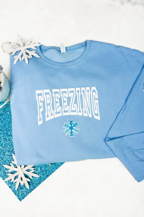 Freezing Snowflake Puff Vinyl Patch Unisex NuBlend Crew Sweatshirt Online now
