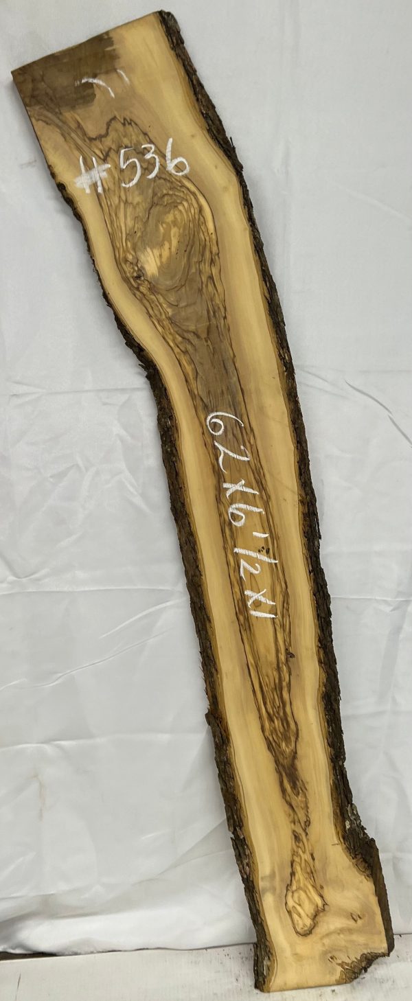 Olivewood Lumber Live Edge Slab - 62 x 6-1 2 x 1  #536 For Cheap